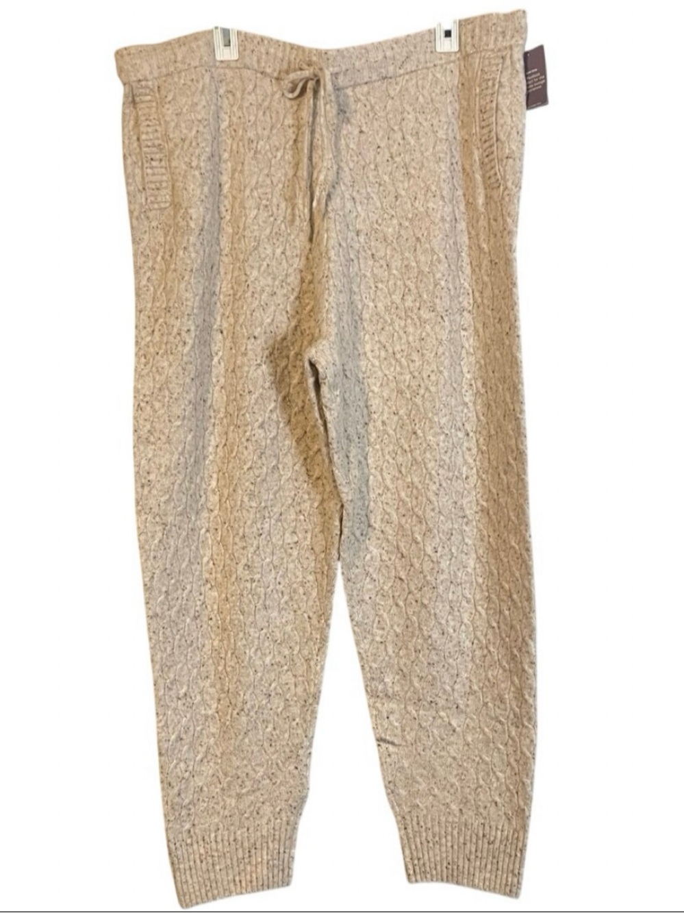Auden Beige Cable Knit Jogger Pants